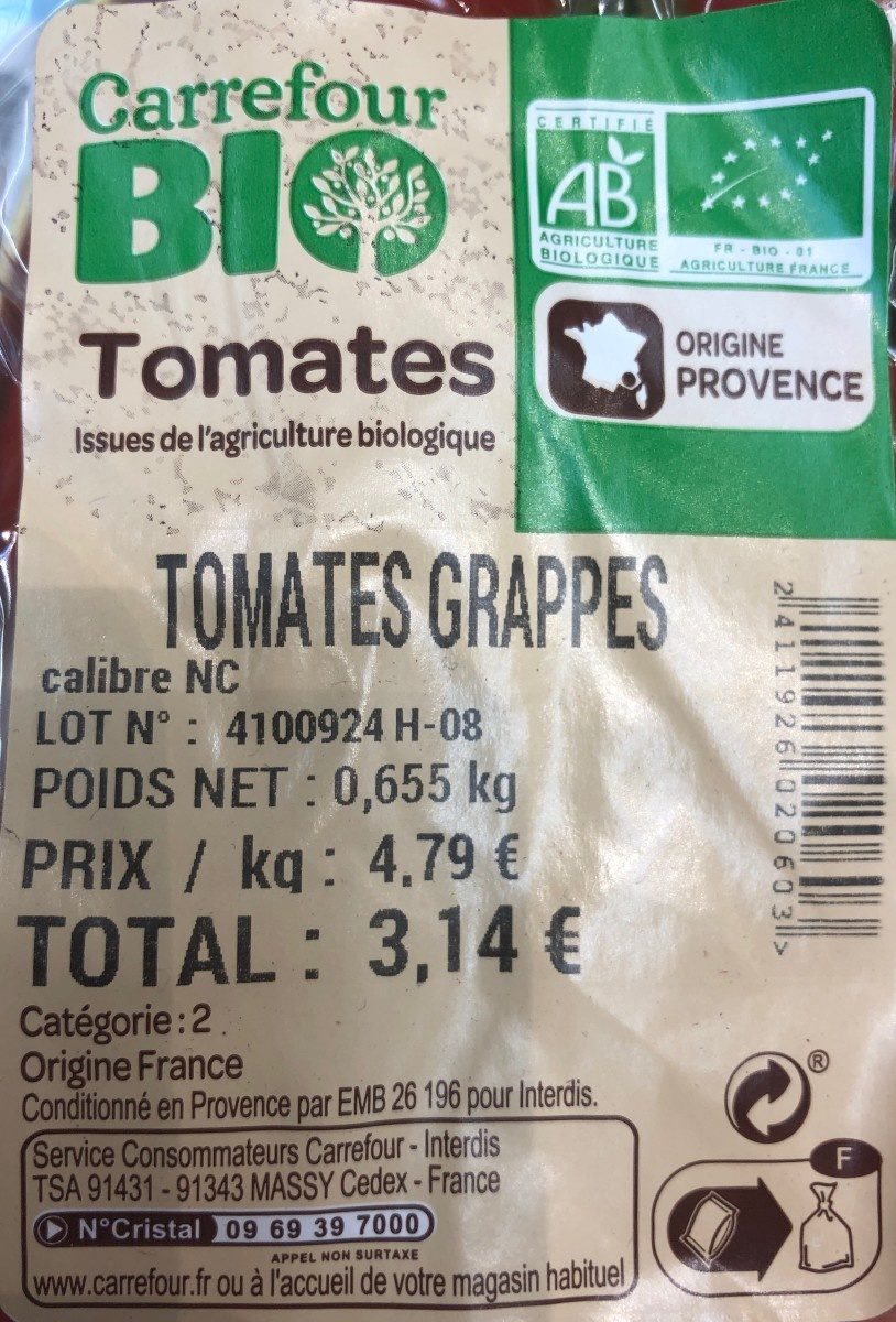 Tomates grappes - Ingredients - fr