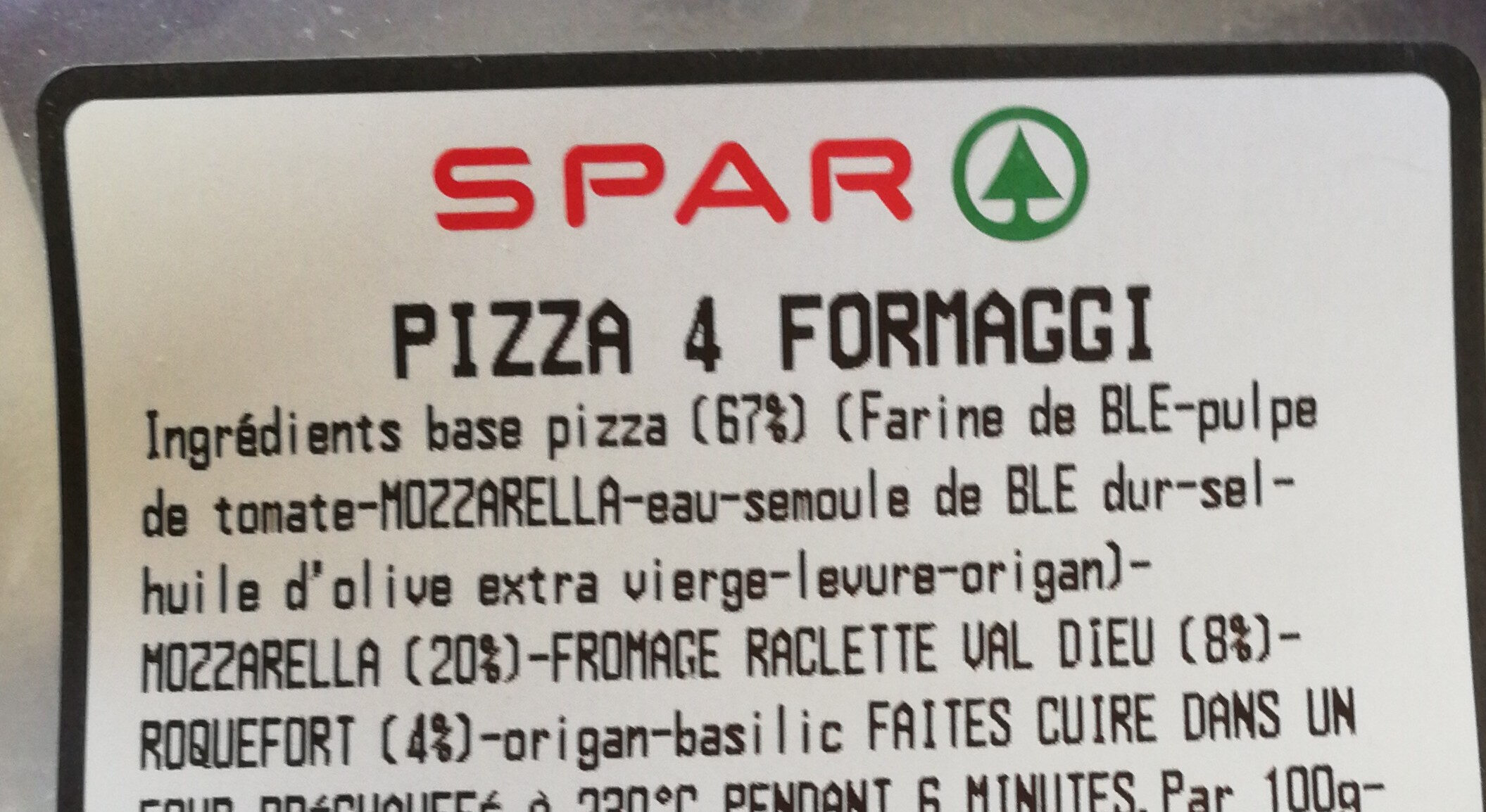 pizza 4 fromaggi - Ingrediënten - fr