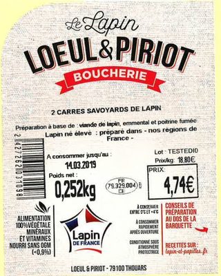 2 Carrés savoyard de lapin - Ingredients - fr
