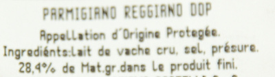 Parmigiano Reggiano AOP (28,4% MG) - Ingredientes - fr