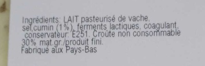 Gouda au cumin (30% M.G) - Ingredients - fr