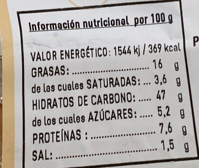 Mini empanadilla de atun y tomate - Nutrition facts - es