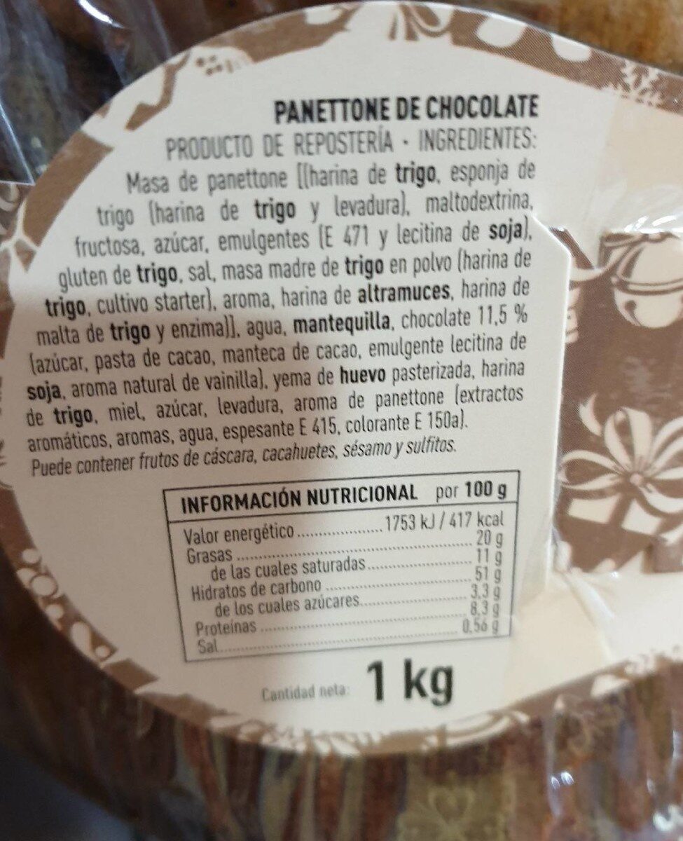Panettone chocolate - Nutrition facts - es