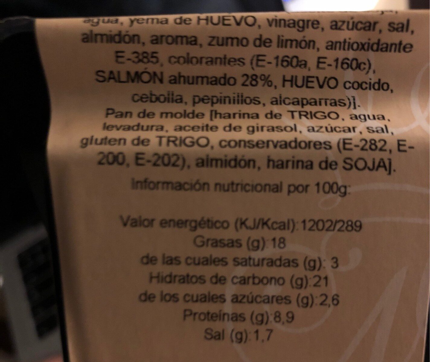 Sandwich de Salmón - Nutrition facts - es