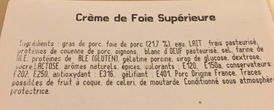 Créme de foie supérieure - Ingredients - fr