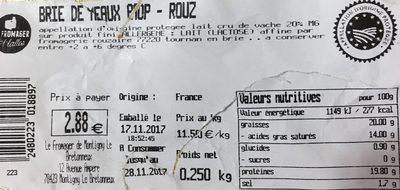 Brie de Meaux - Ingredients - fr