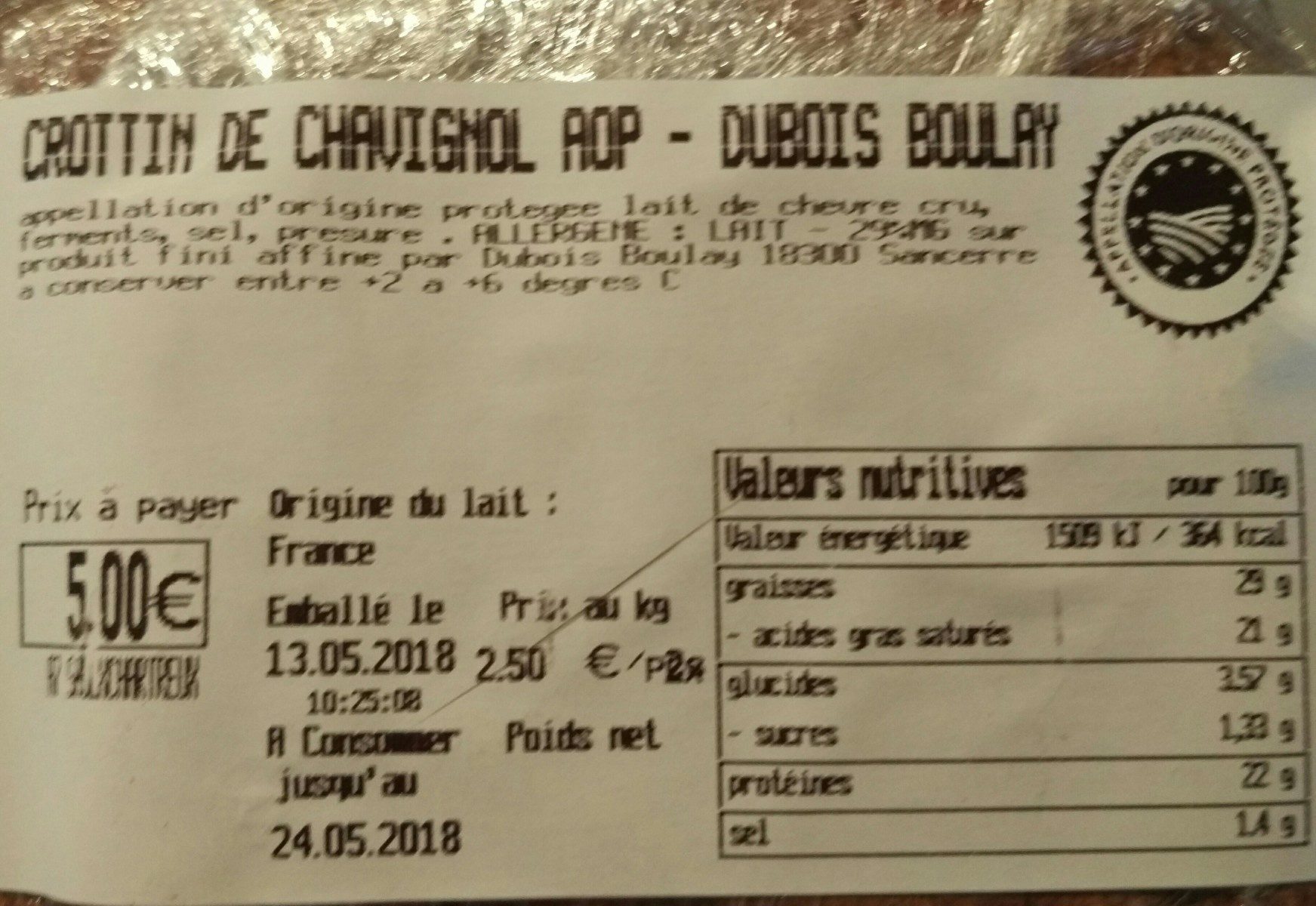 Crottin de chavignol - Ingredients - fr