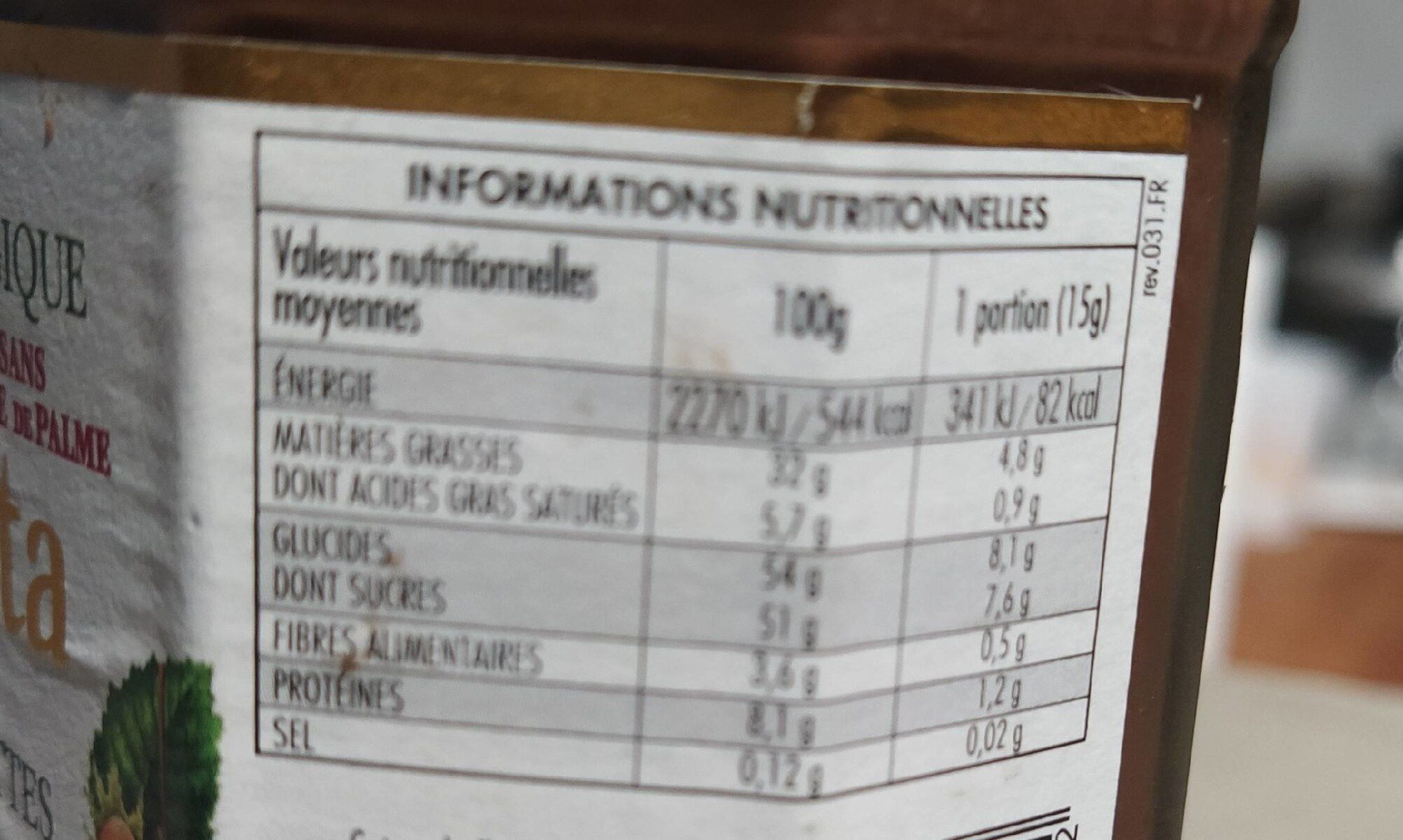 Nocciolata - Nutrition facts - fr