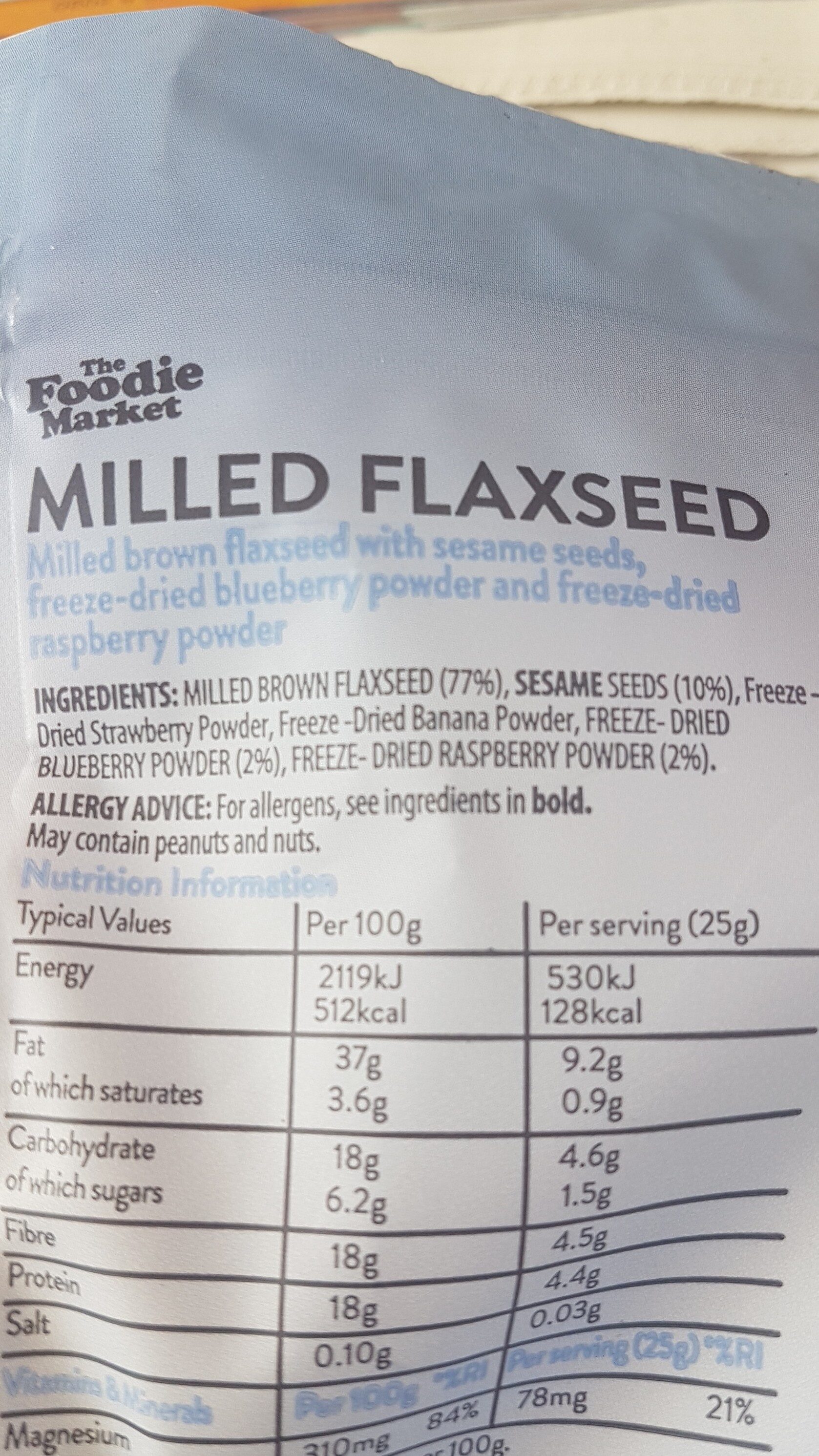 Milled Flaxseed - Comhábhair - en