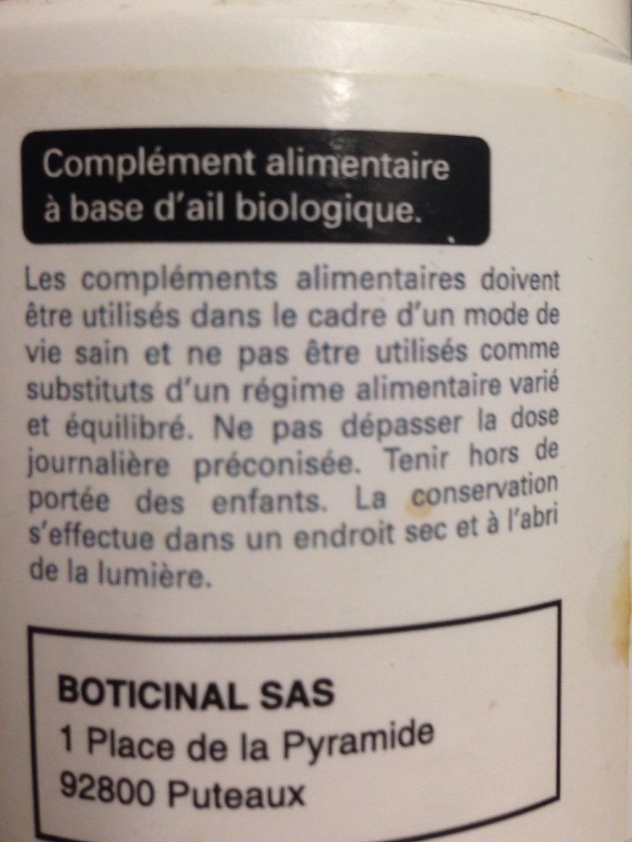 Ail bio - Ingredients - fr