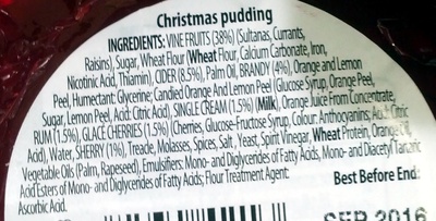 Connoisseur Christmas Pudding - Ingredients