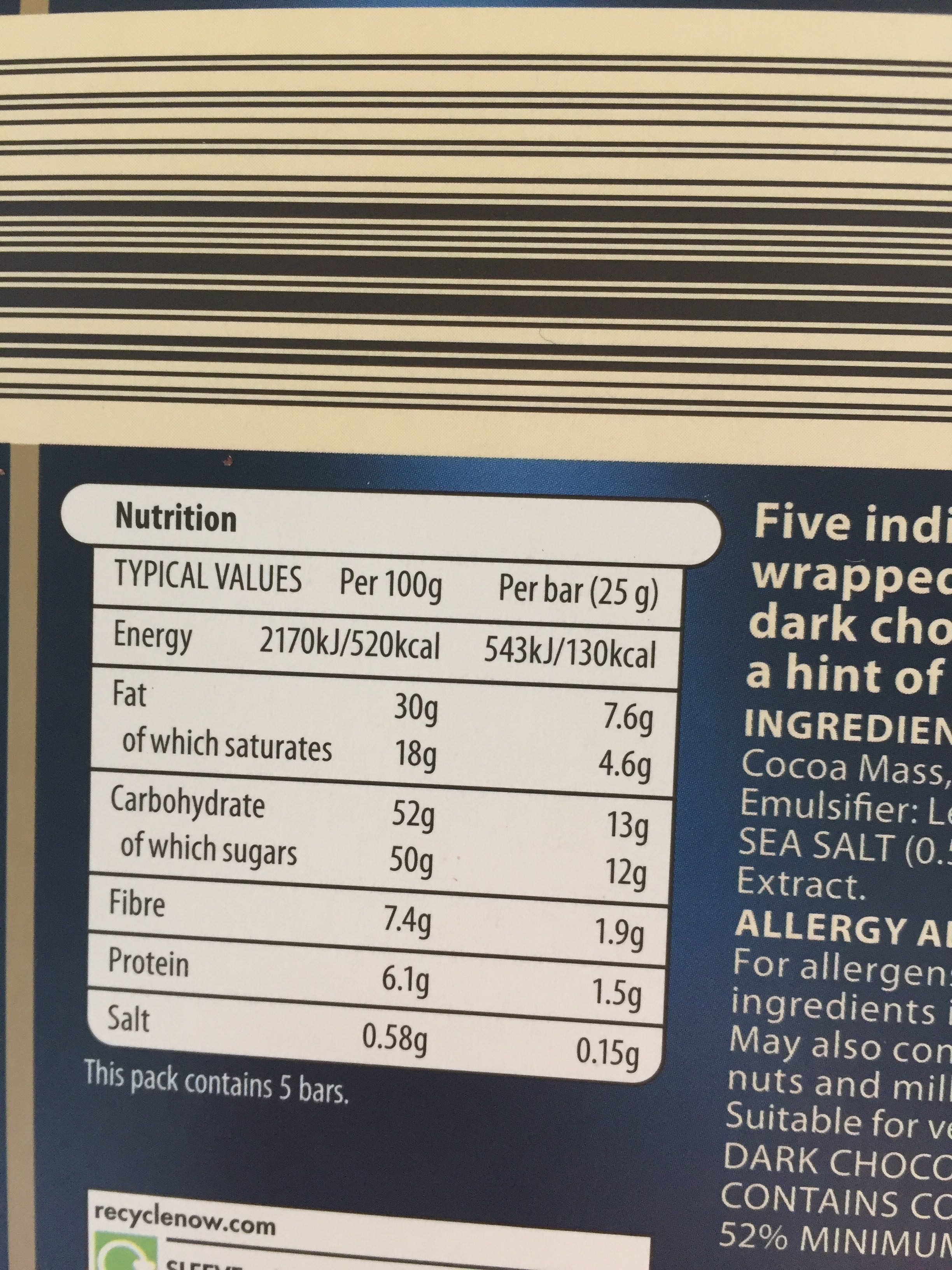 Private chocolatiers - Nutrition facts