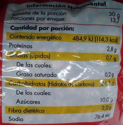 Cereal de trigo inflado con sabor a vainilla - Información nutricional