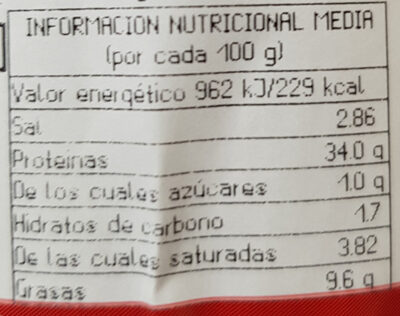 Lomo embuchado - Informació nutricional