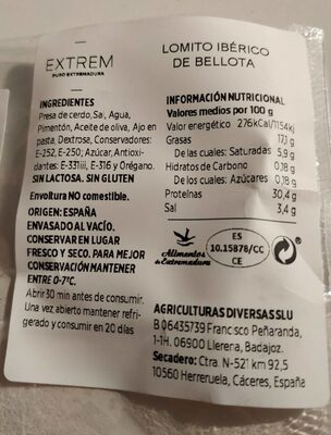 Lomito ibérico de bellota - Nutrition facts - es