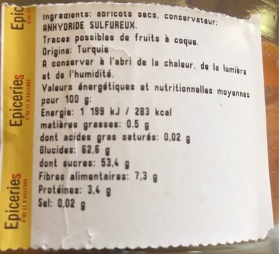 Abricot sec - Ingredienti - fr