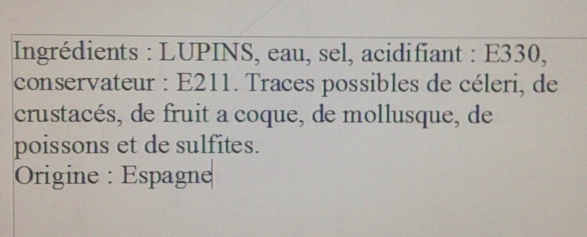Lupins en saumure - Ingredients - fr