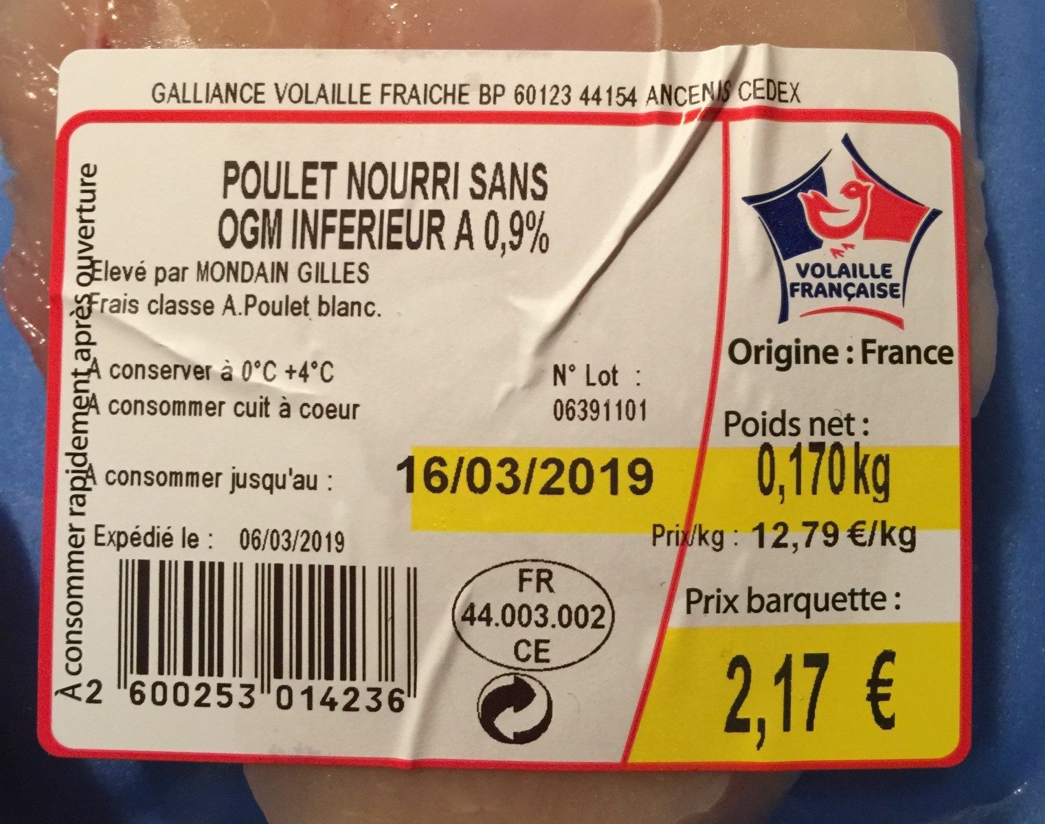 Escalopes poulet extra fines - Ingredients - fr