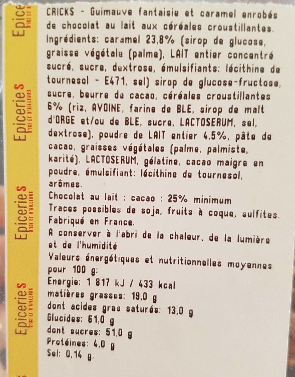 Guimauves cricks - Ingredients - fr