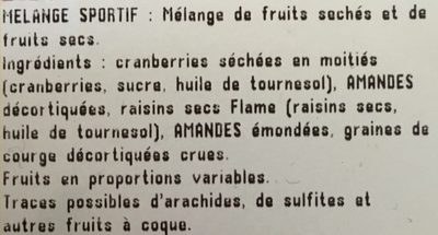 Mélange sportif - Ingredients - fr