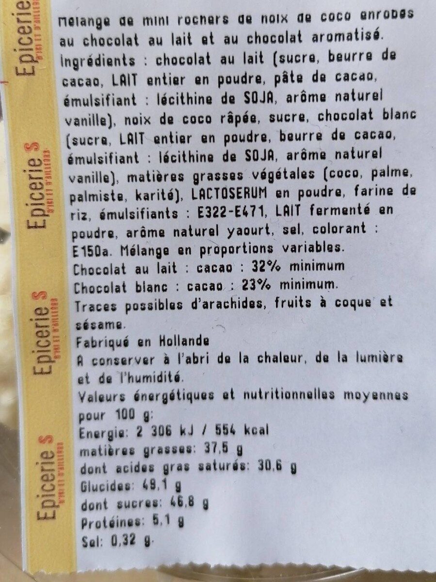 Rocher Coco mix - Nutrition facts - fr