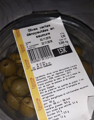 Olives vertes denoyaute en saumur - Produit