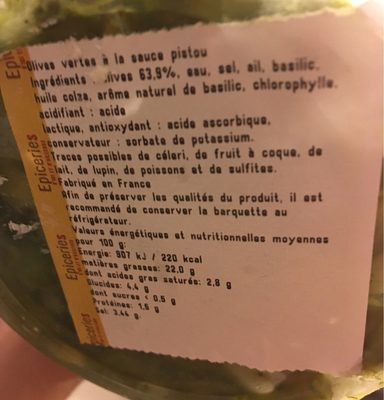 Olives sauce pistou - Ingredients - fr