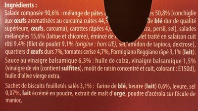 Salade repas poulet rôti Parmesan Crudités - Ingredients - fr