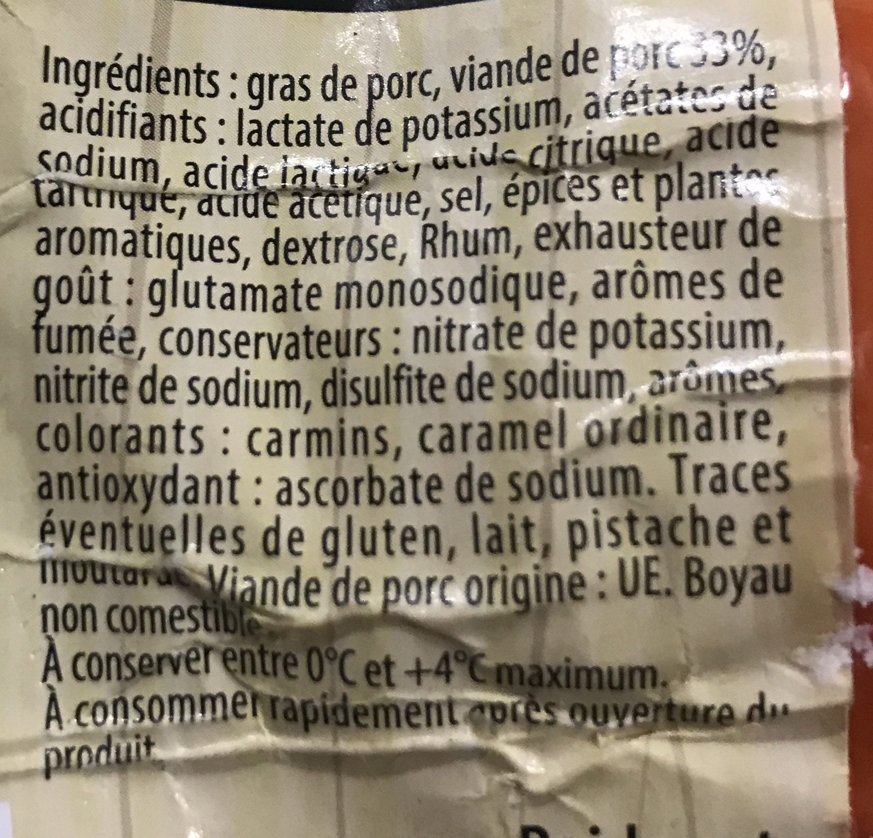 Saucisse à tartiner - Ingredients - fr