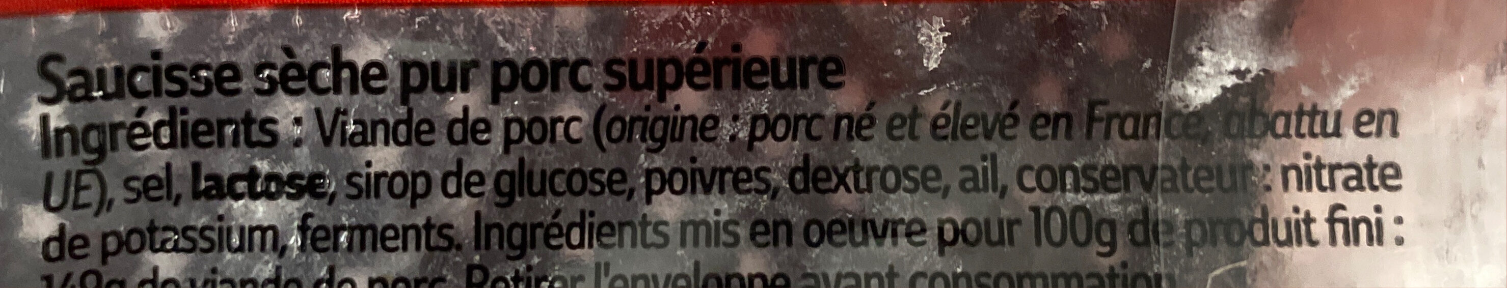 Saucisse sèche Courbe - Ingredients - fr
