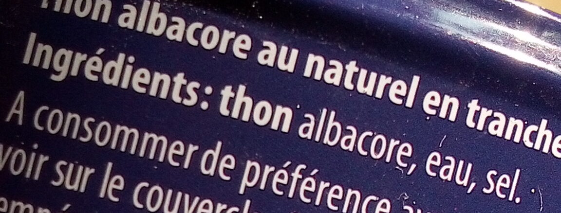 Thon albacore au naturel - Ingredients - fr