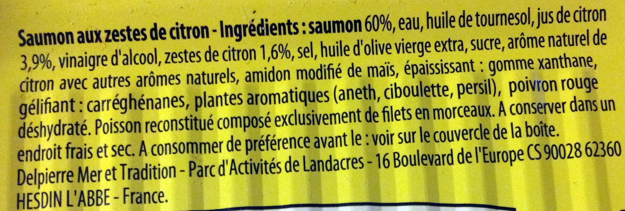 Filet Saumon sauce citron - Ingredients - fr