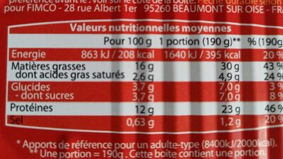 Filets de Harengs sauce tomate - Nutrition facts - fr