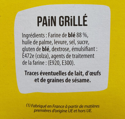 Pain grillé - Ingredienti - fr