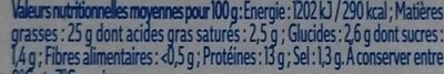 Tartinables surimi - Tableau nutritionnel
