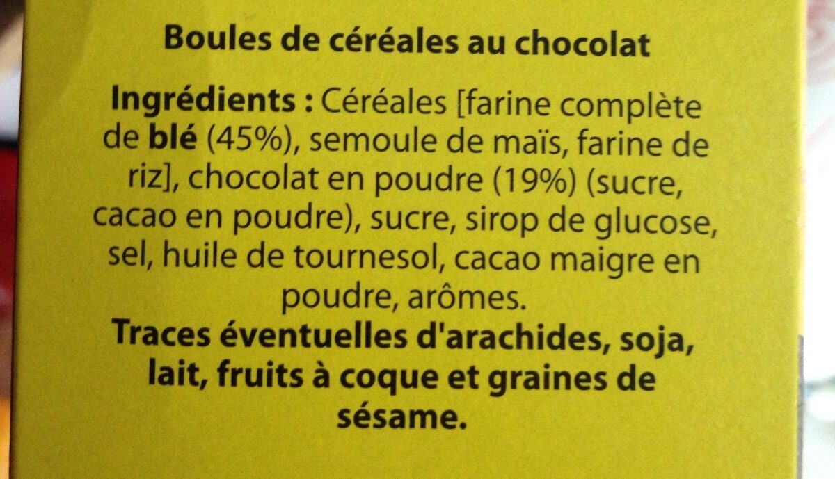 Boules Chocolat - Ingrédients