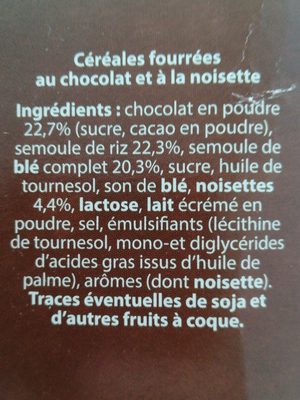 Céréales fourrées Chocolat - Ingredientes - fr