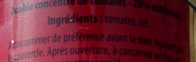 Double concentré de tomates - Ingrédients