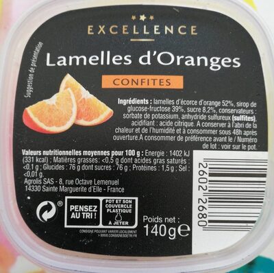 Lamelles d’oranges confites - Produit
