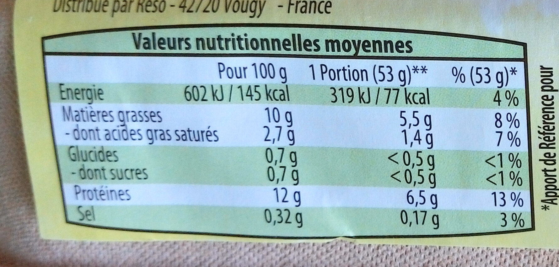 6 Œufs frais Plein Air - Nutrition facts - fr