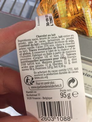 Pieces de monnaie au chocolat au lait - Ingredienser - fr