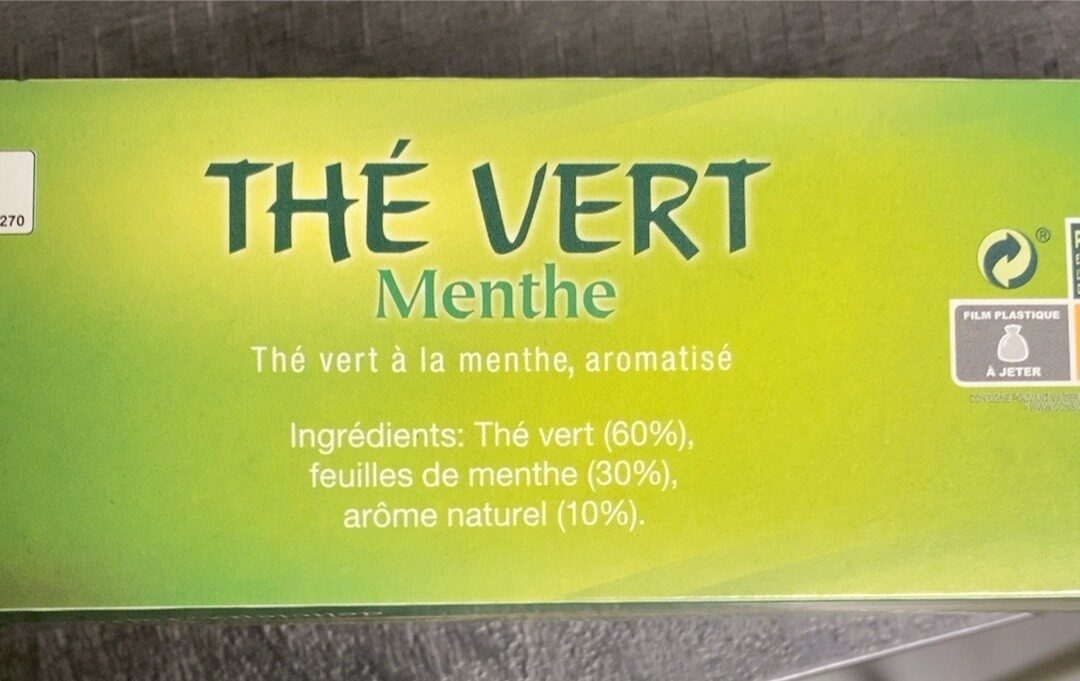 Thé Vert à la menthe - Nutrition facts - fr