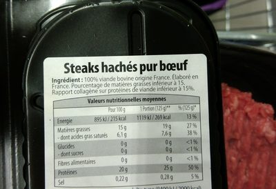 Steaks hachés pour boeuf - Ingredients - fr