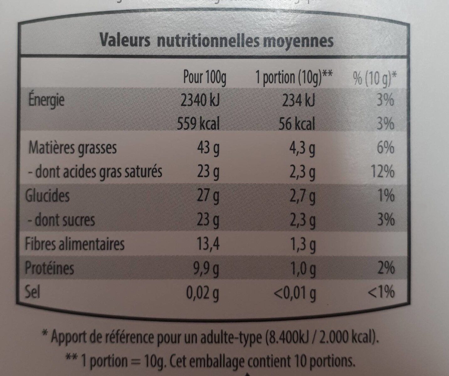 Chocolat noir bio aux éclats d'amande - Nutrition facts - fr
