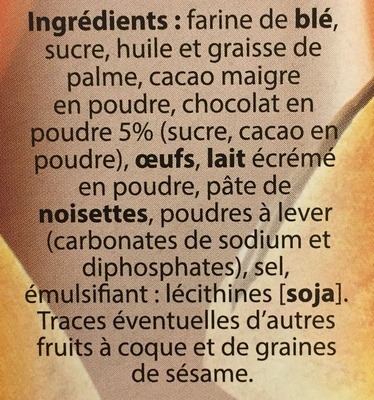 Biscuits fourrage  chocolat - Ingrediënten - fr