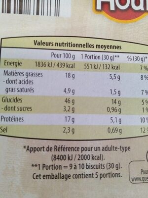 Crackers emmental-graine de courge - Nutrition facts