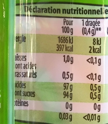 Mini Dragées goût Orange Citron Vert - Nutrition facts - fr