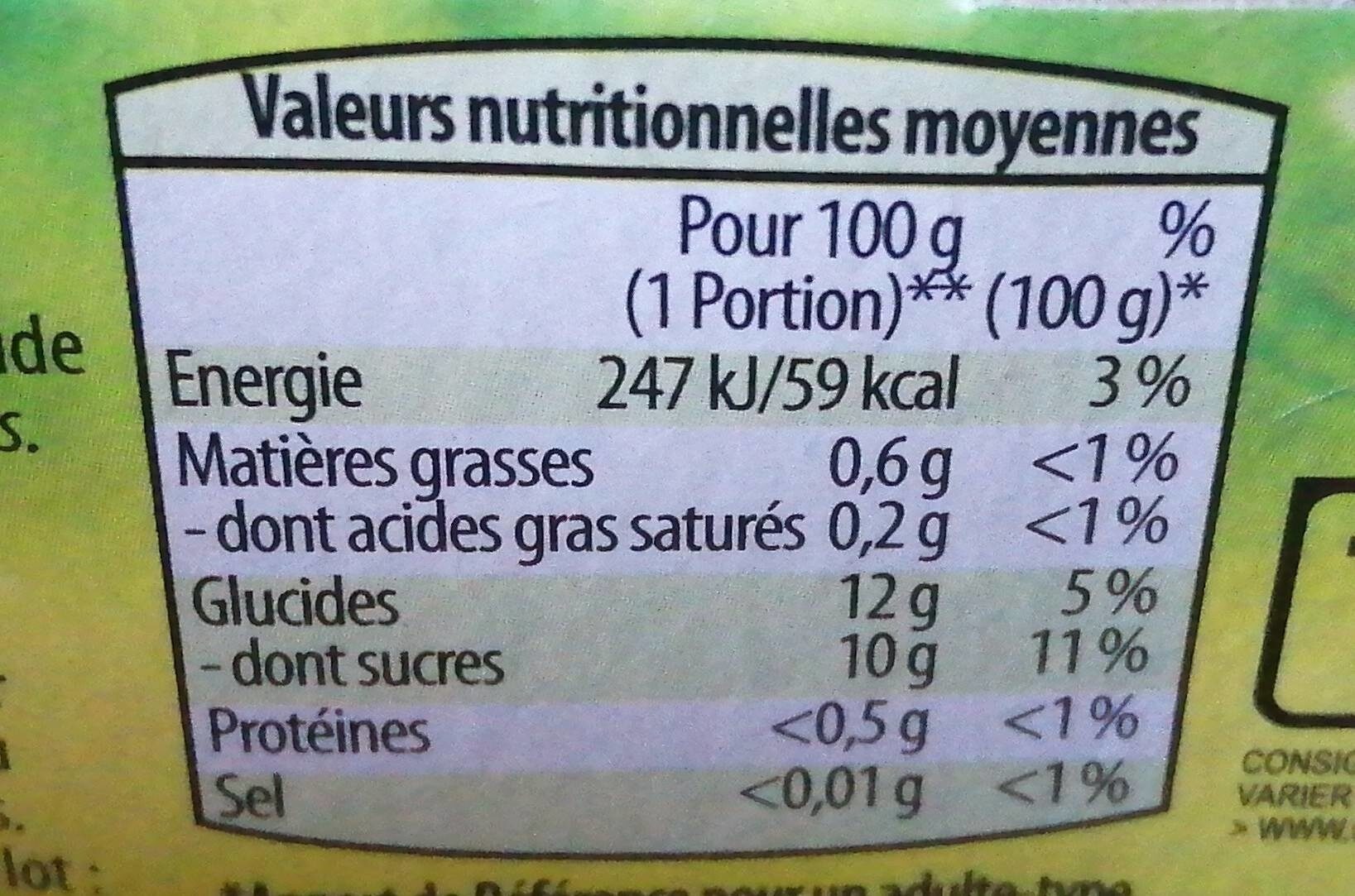 Compote pomme - Nutrition facts - fr