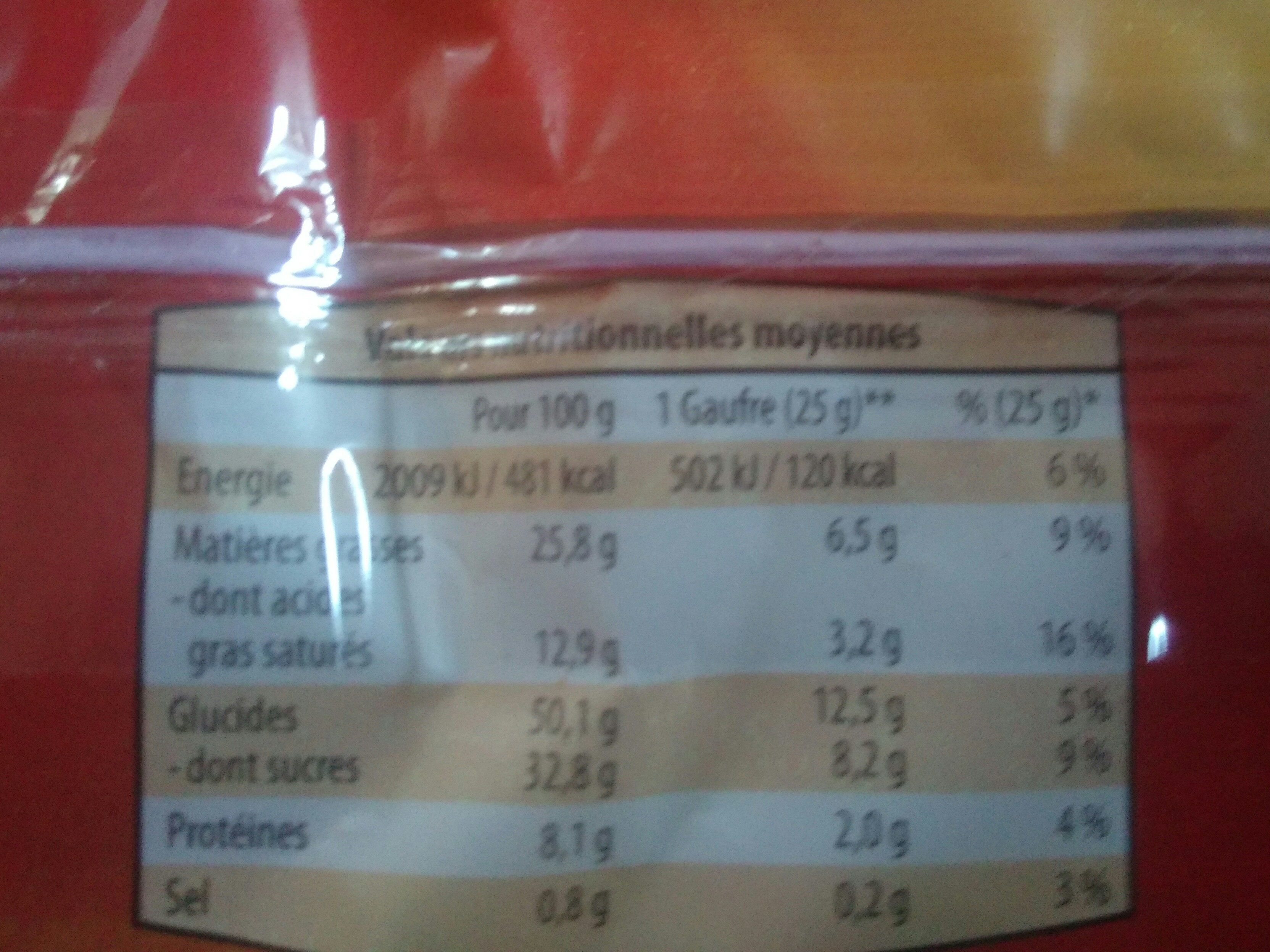 Gaufres - Nutrition facts - fr