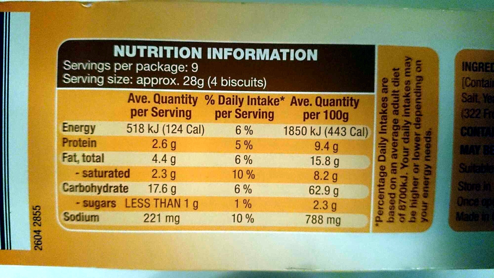 Biscottes Au froment - Nutrition facts